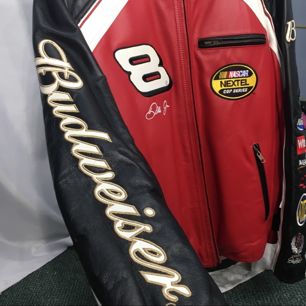 Budweiser leather jacket red black genuine leather